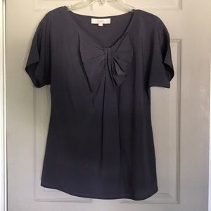 🛍Loft Dainty Grey Mock Bow Blouse